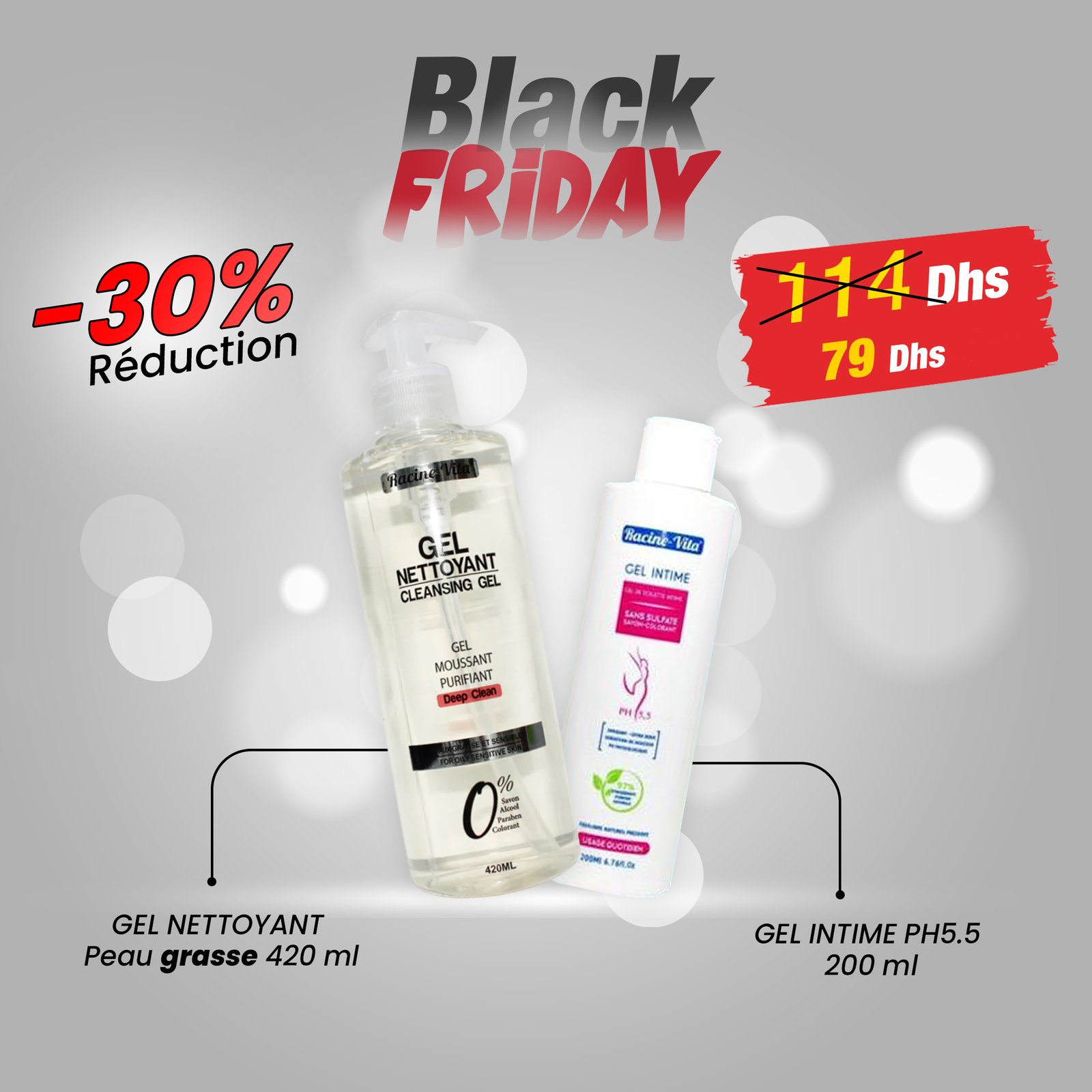 Racine Vita Gel Nettoyant Peau Grasse 420 ml Avec Gel Intime Ph 5.5 200 ml Offre!