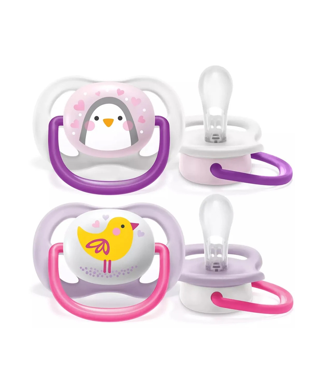 Avent 2 sucettes Ultra Air Animals 6-18 mois Fille 
