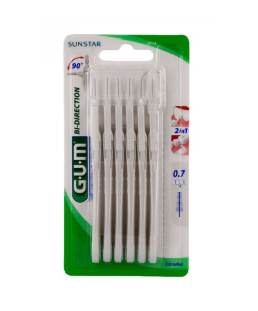 Gum Bi-Direction Interdental Brush 0,7 mm 6 pieces
