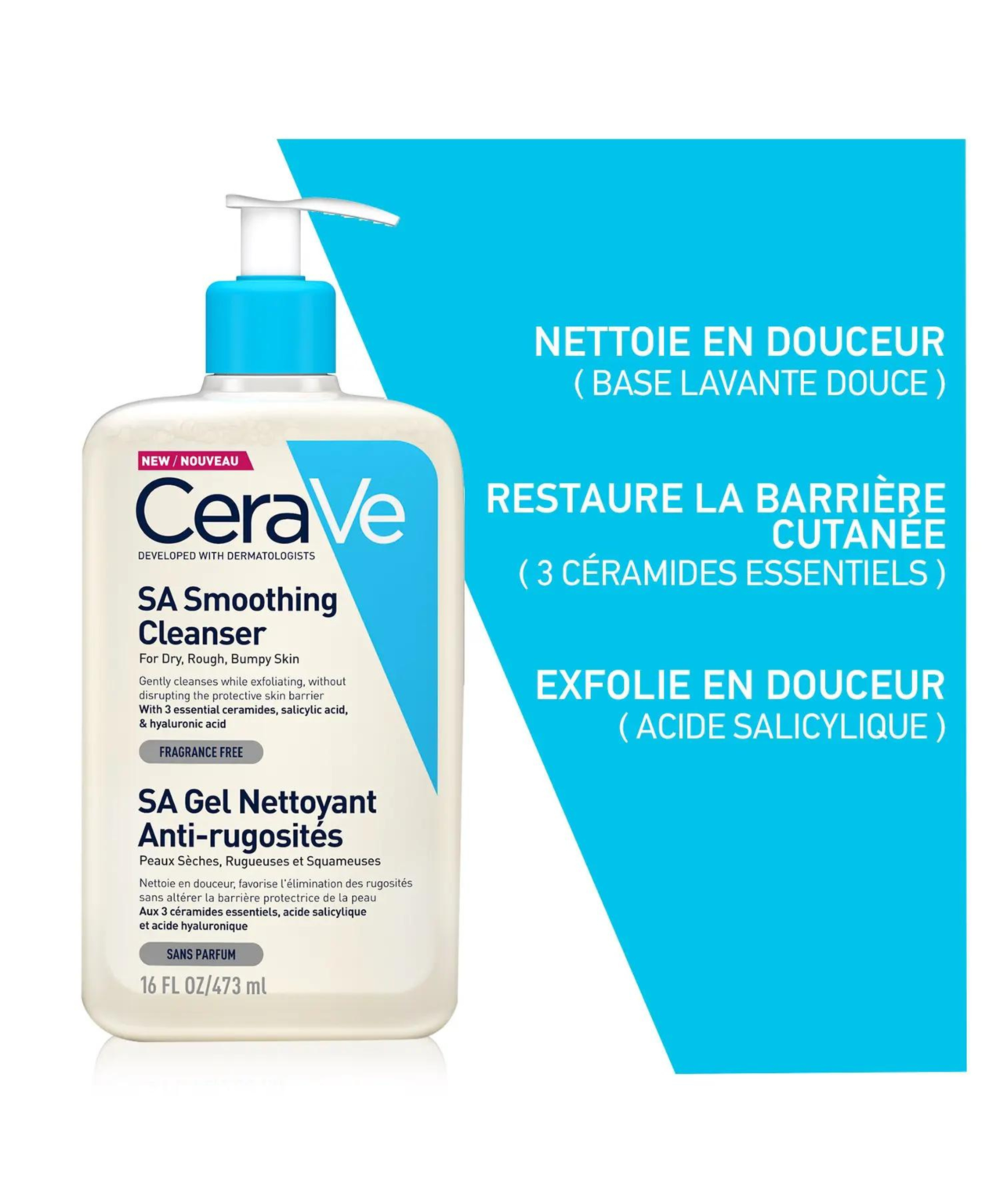 CeraVe SA Gel Nettoyant Anti-Rugosités Peau Sèche Et Rugueu