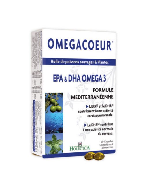 HOLISTICA Omegacoeur Huile de Poisson 60 Capsules Molles